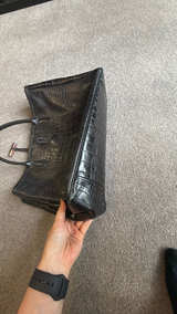 Longchamp Roseau Tote Black Croc-Embossed Leather - Image 4