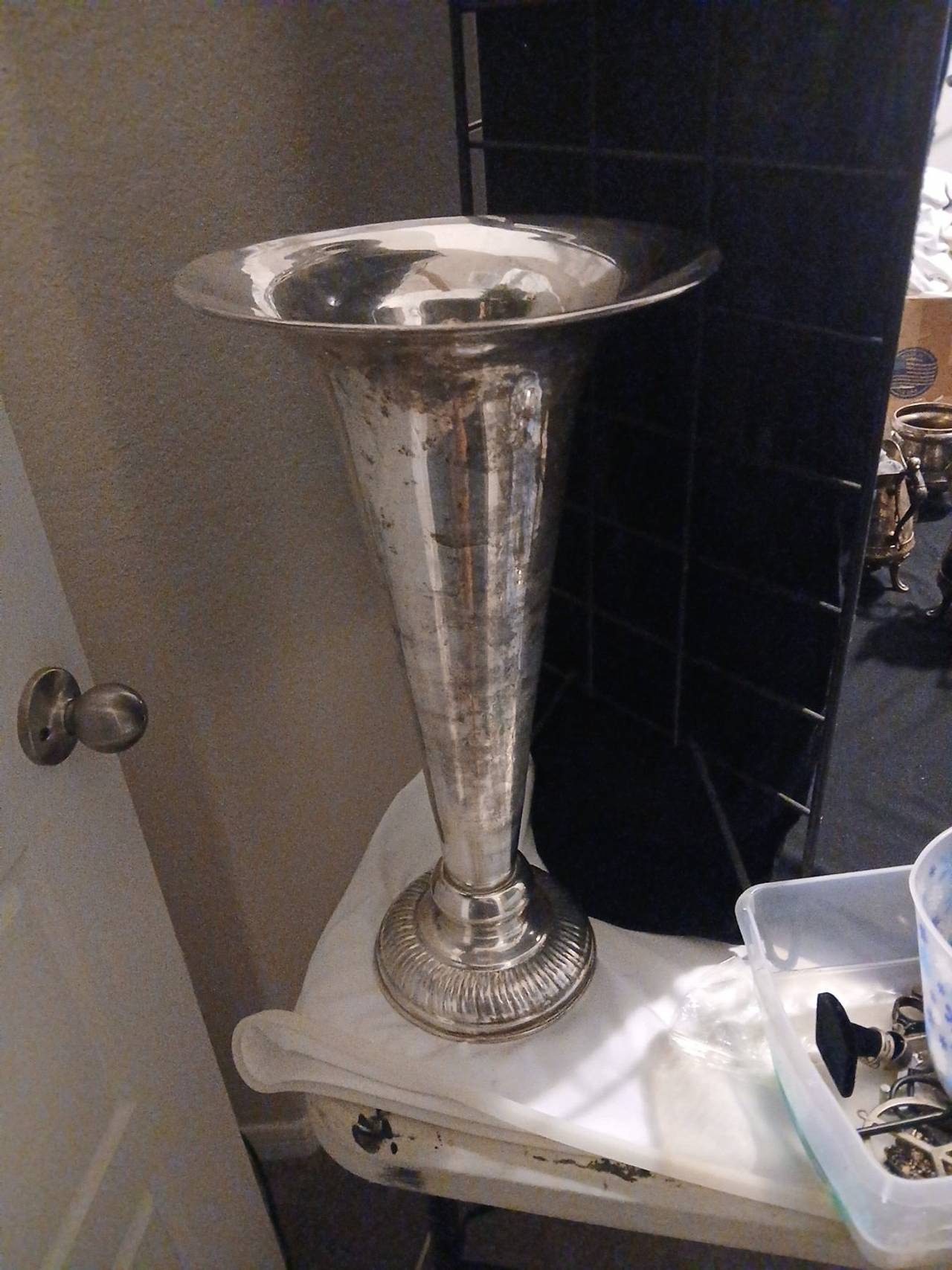 Vintage Silver Plated Trumpet Vase