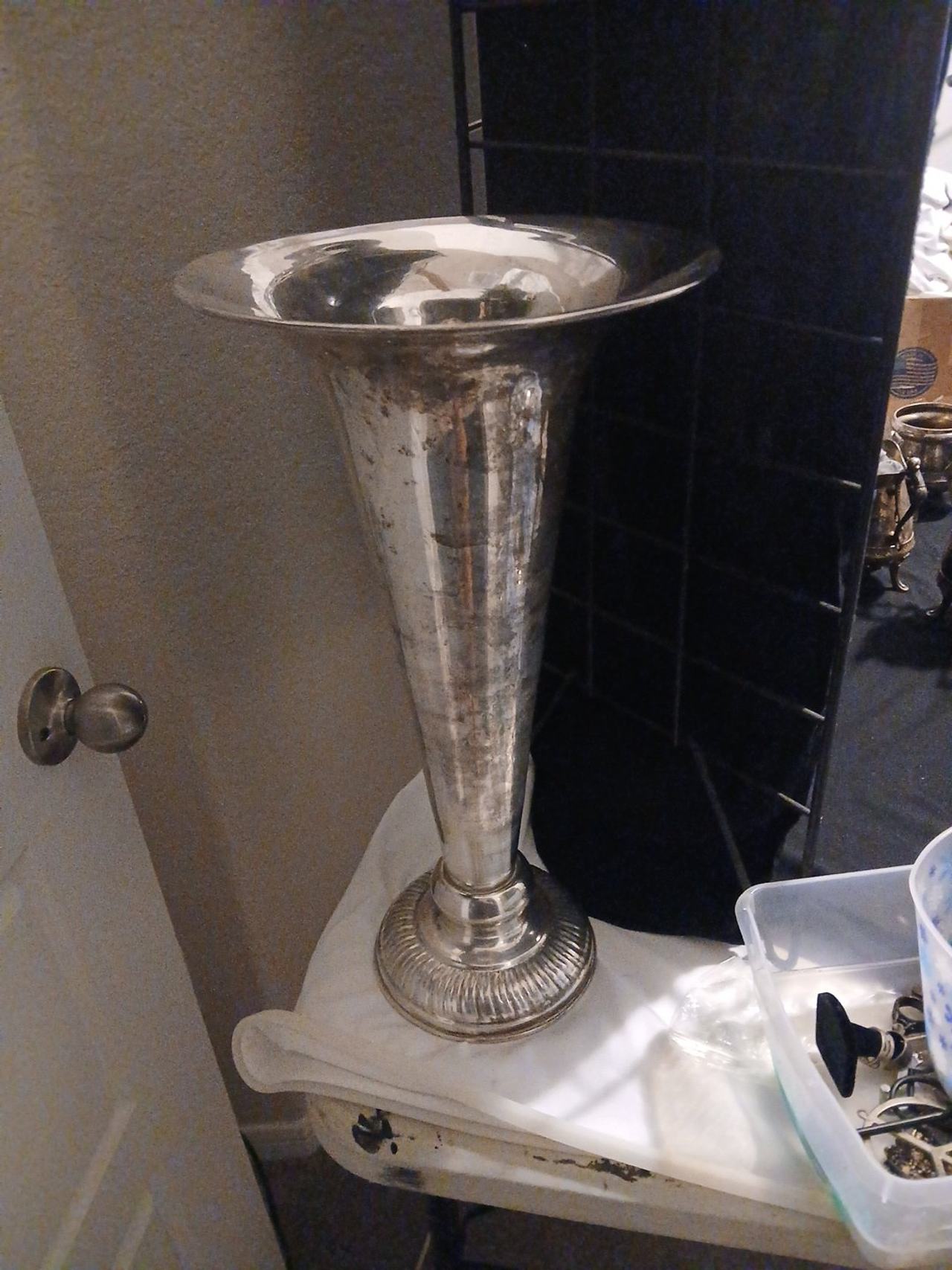 Vintage Silver Plated Trumpet Vase