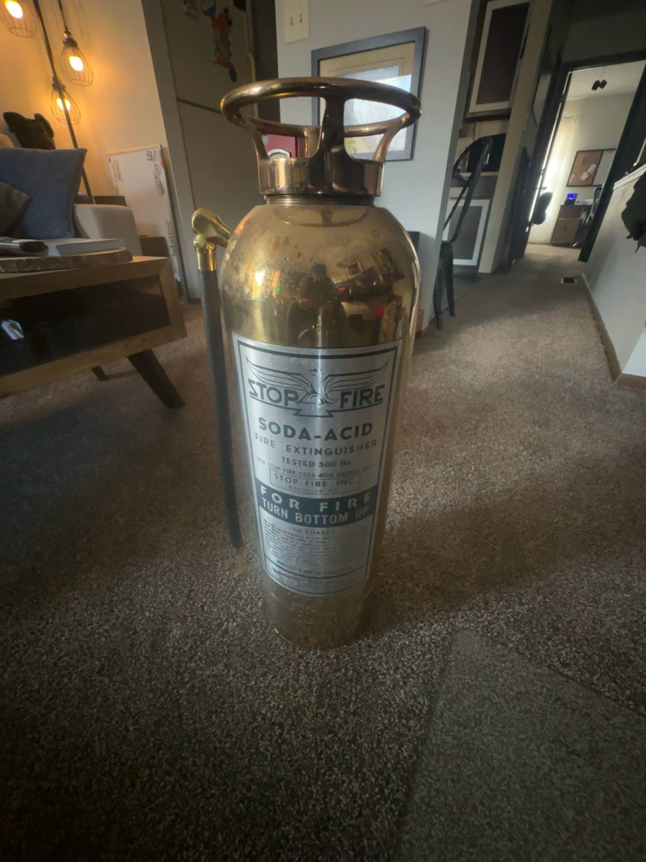 Stop-Fire Inc. Vintage Soda Acid Brass Fire Extinguisher