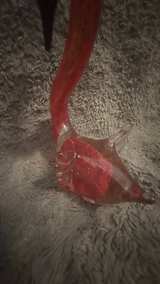 Murano Style Art Glass Flamingo Red Clear Aventurine Gold Fleck Hand Blown Bird - Image 6