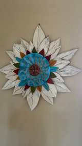 Handmade Reclaimed Barn Wood Flower Wall Art Set - Image 1