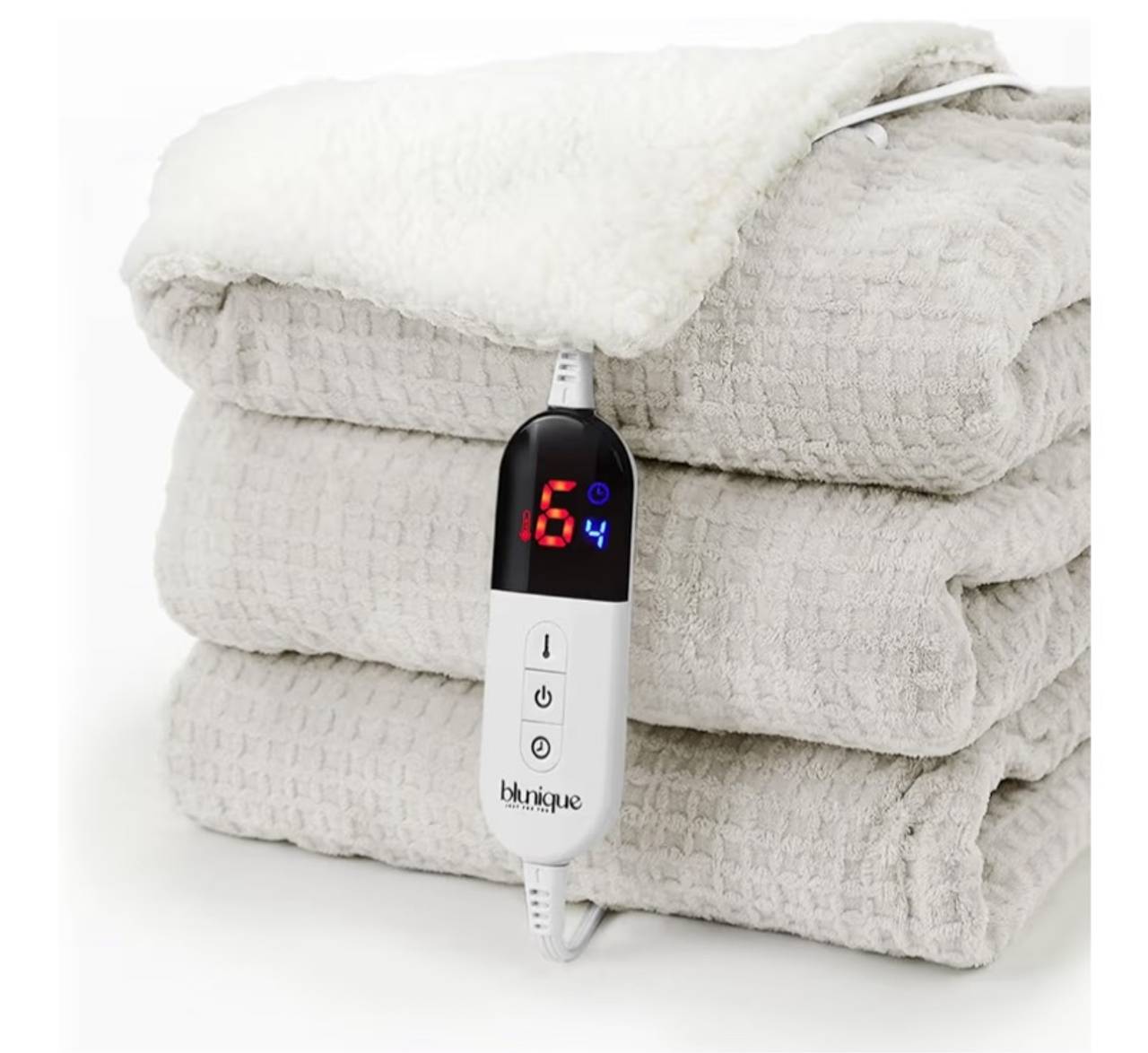 BLUNIQUE Blanket Electric Heated Throw, 50x60 Inches Sherpa Fleece Fast 