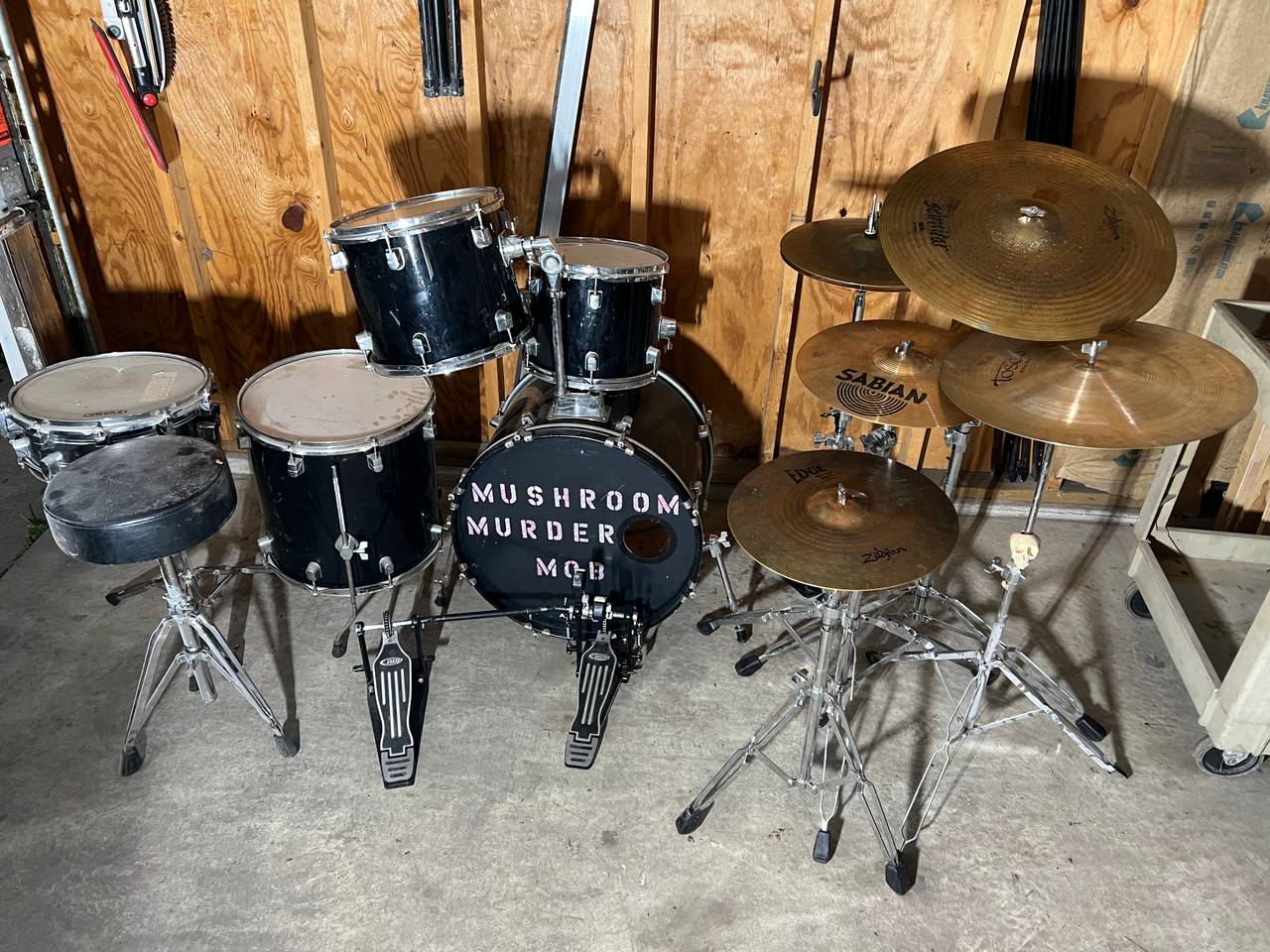 5-Piece Drum Kit with Double Bass Pedal and Cymbals