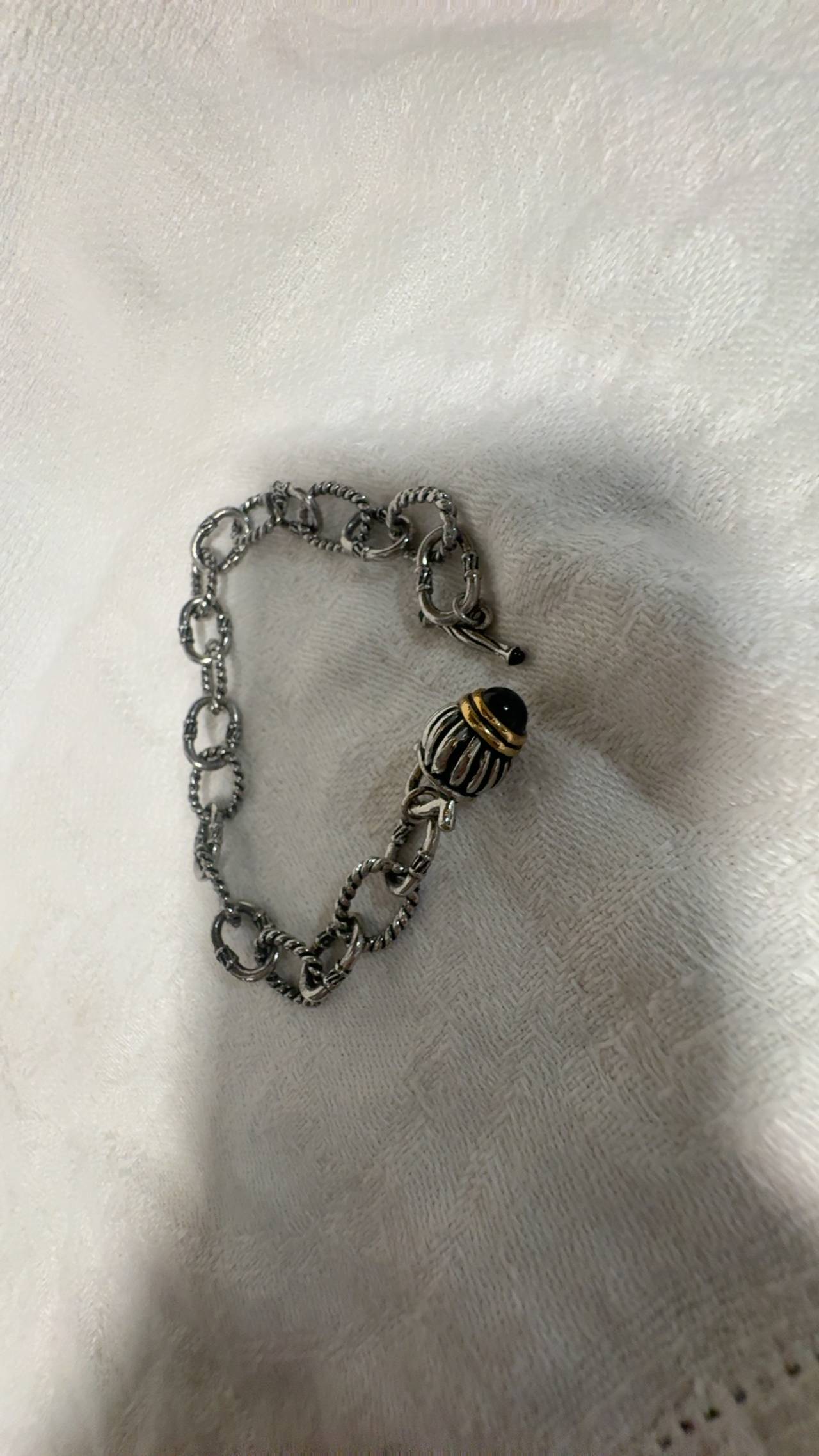 Judith Ripka Sterling Silver & 18k Gold Chain Bracelet
