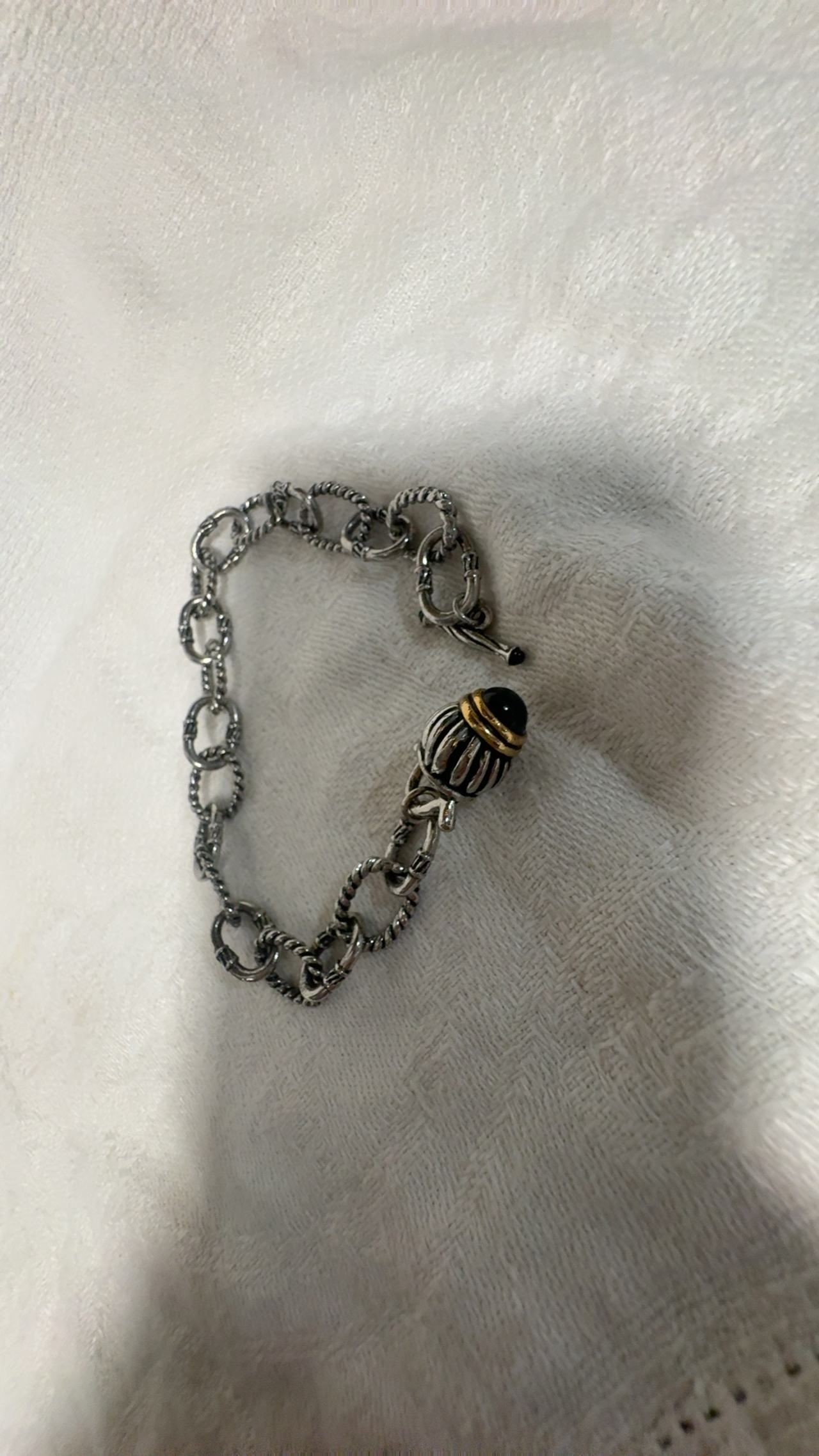 Judith Ripka Sterling Silver & 18k Gold Chain Bracelet