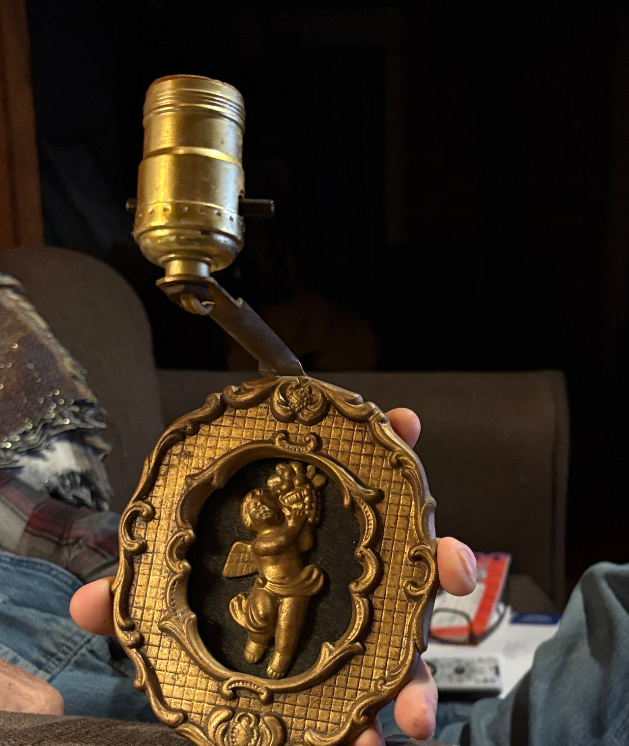 Vintage Ornate Cherub Wall Sconce Lamp