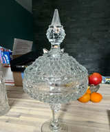 Indiana Glass Diamond Cut Pedestal Candy Dish - Image 1