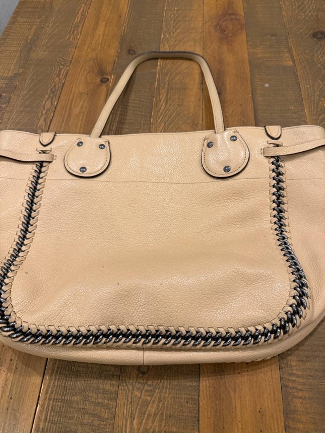 Coach Tatum Tote Beige Whiplash Chain Purse Handbag 