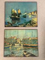 Tornai Vintage Harbor Scene Wood Prints - Image 1