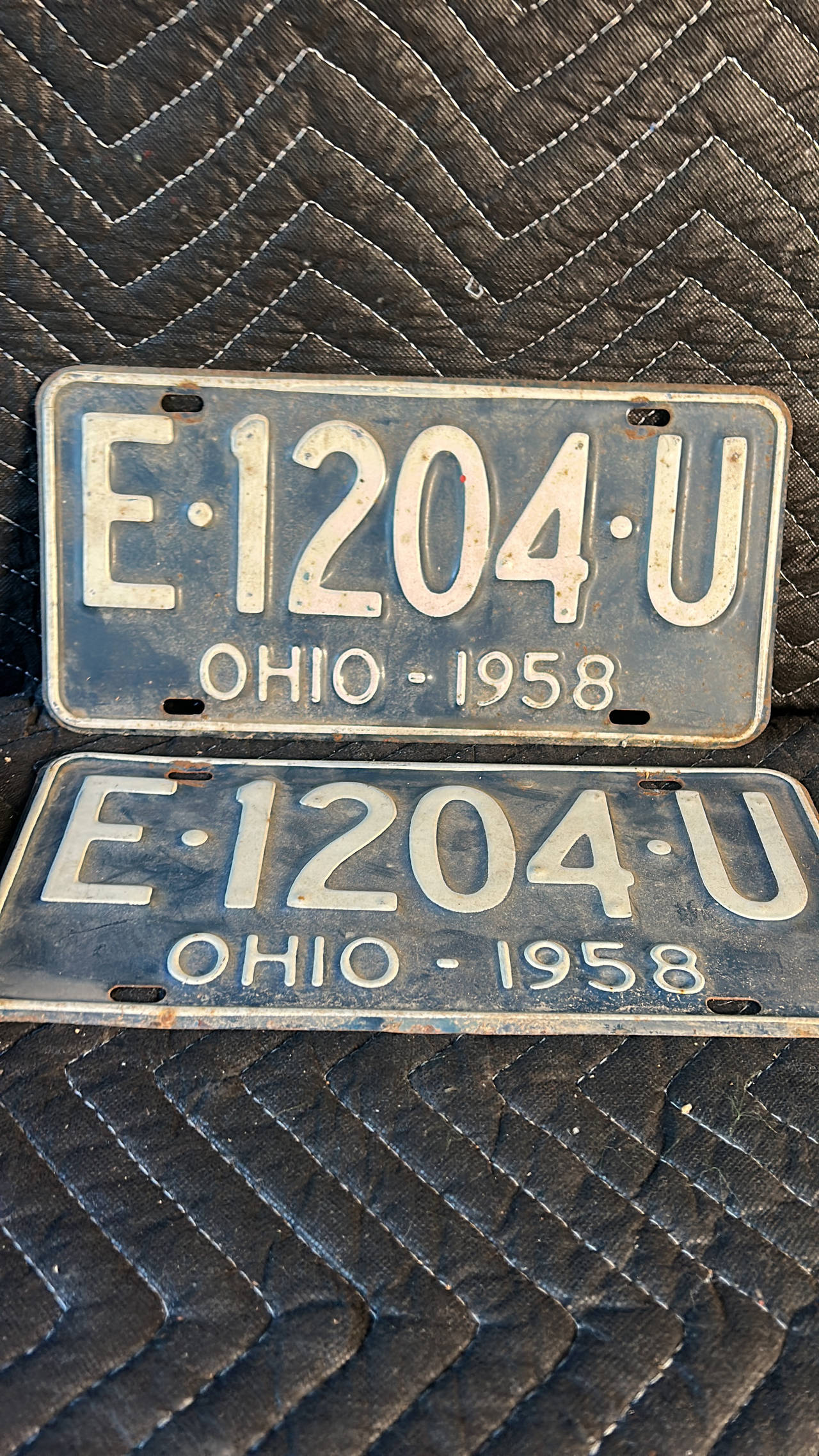 1958 Ohio License Plate Pair