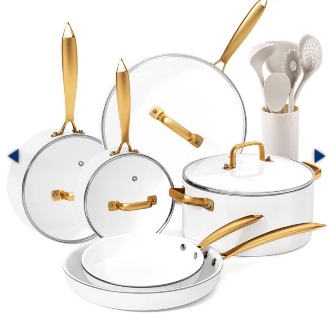 Thyme & Table 12-Piece Non-Stick Cookware Set, White/Gold