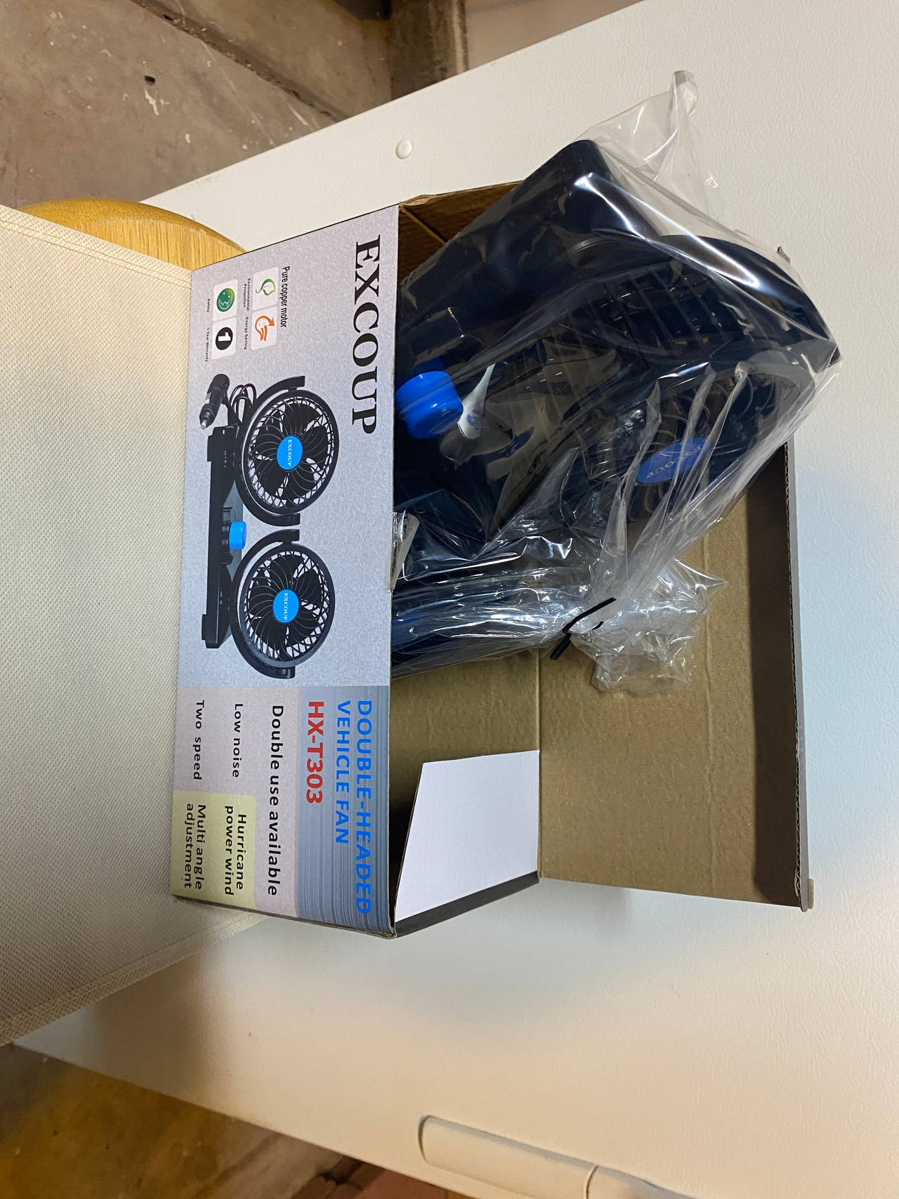EXCOUP Double Headed Vehicle Fan