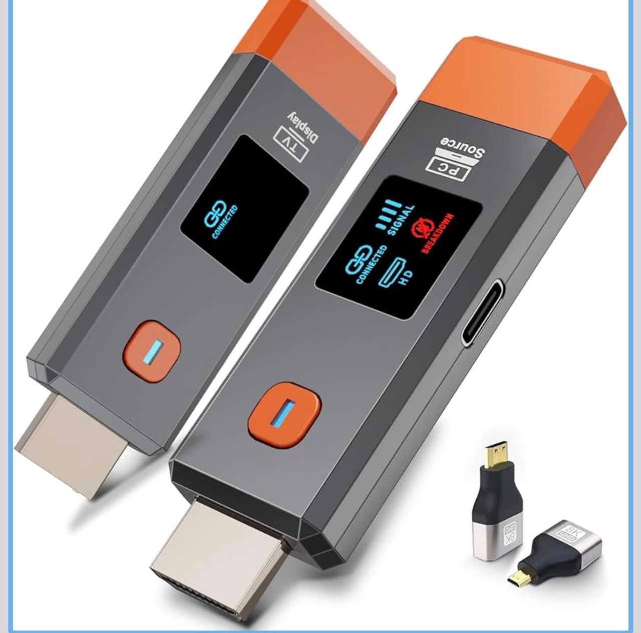 8K HDMI Fiber Optic Extender with LCD Status Screen