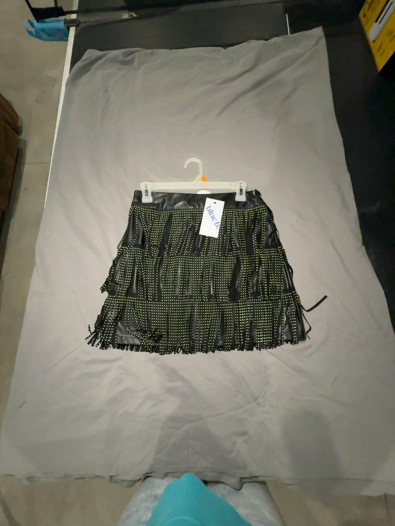 Black Studded Fringe Mini Skirt- new with tags