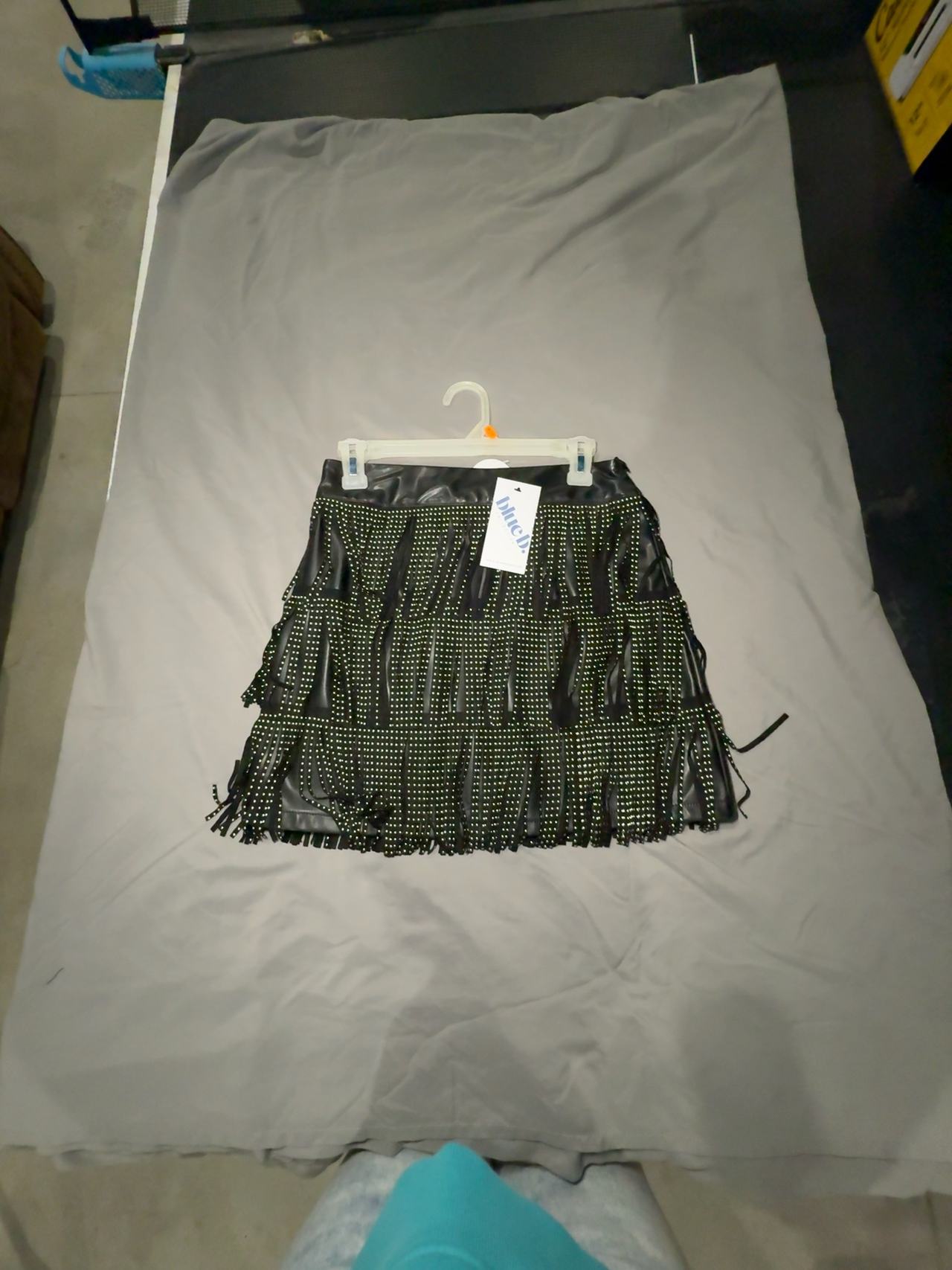 Black Studded Fringe Mini Skirt- new with tags