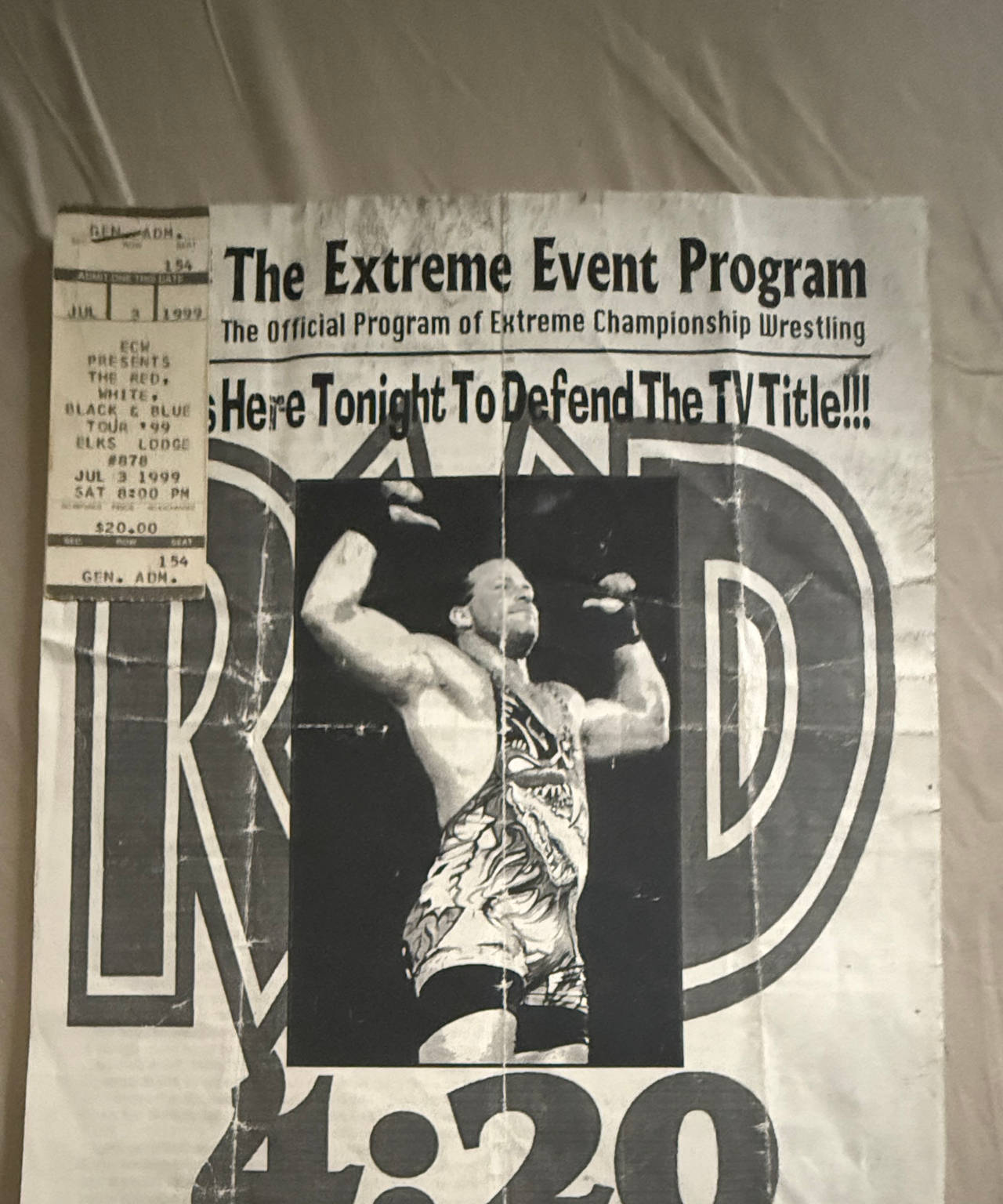 ECW The Extreme Event Program July 3 1999 Rob Van Dam with Ticket Stub