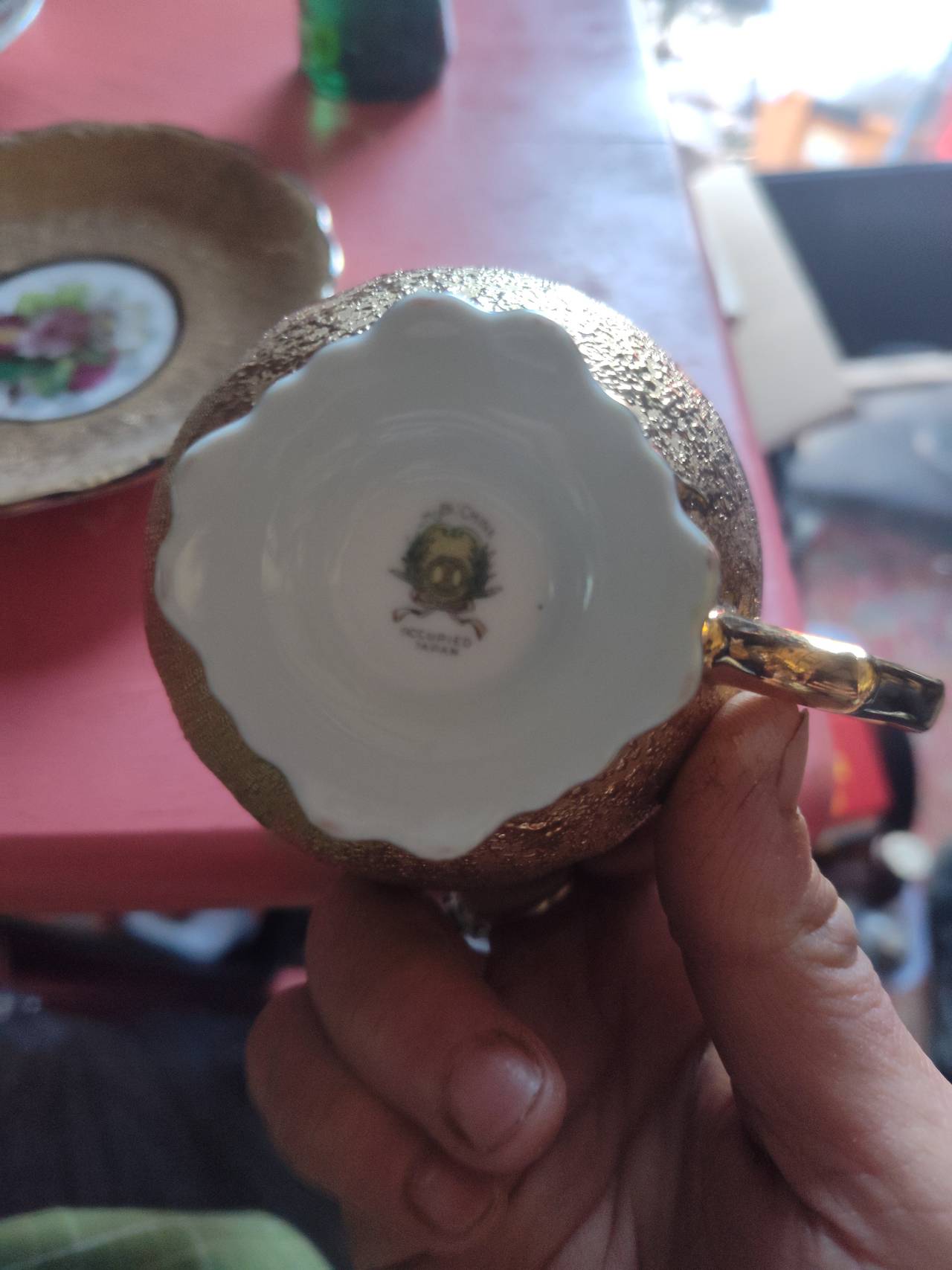 Vintage Lefton Gold Encrusted Floral Teacup and Saucer Set