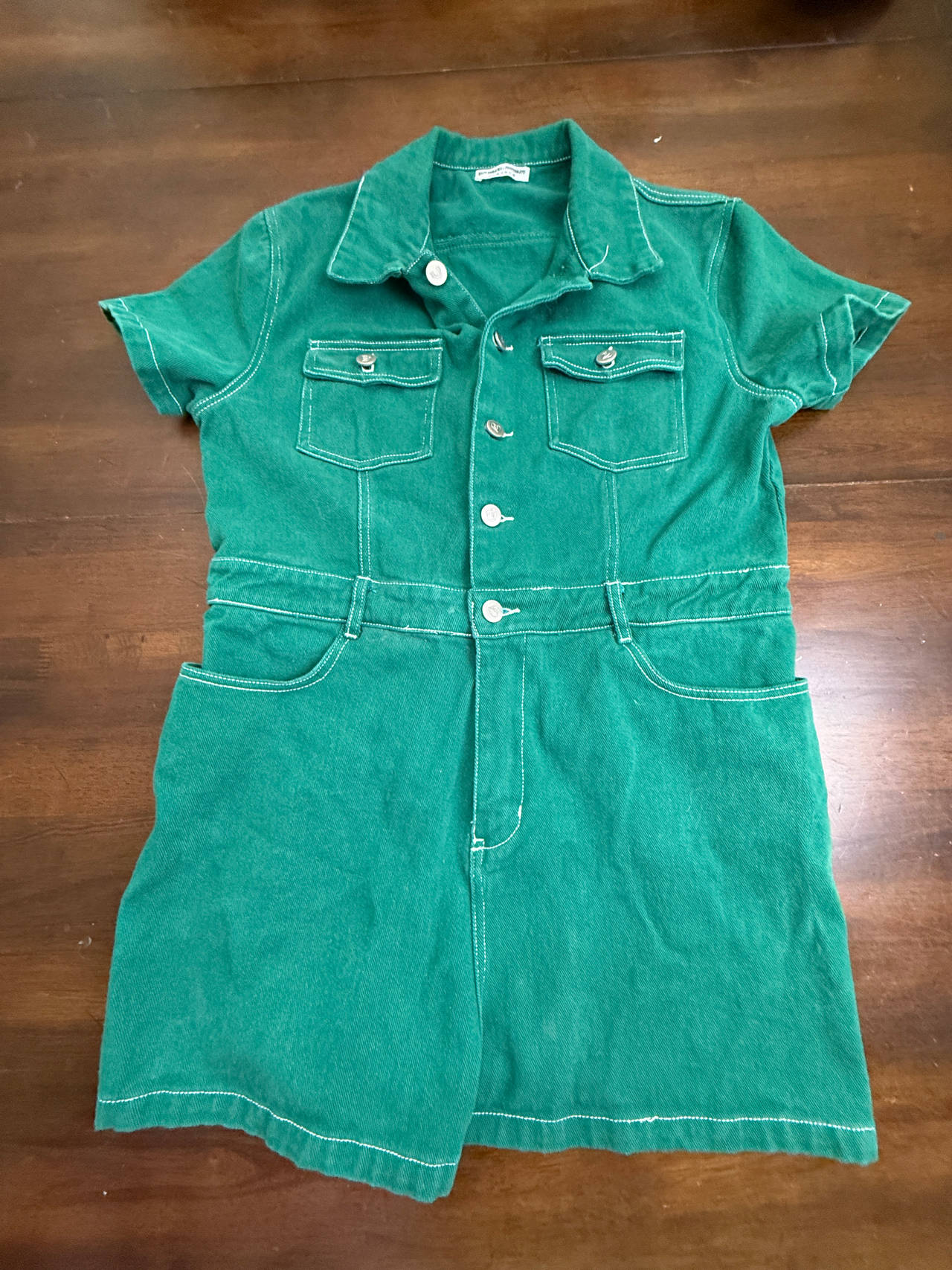 Riley Hubatka x Peppermayo Green Denim Romper