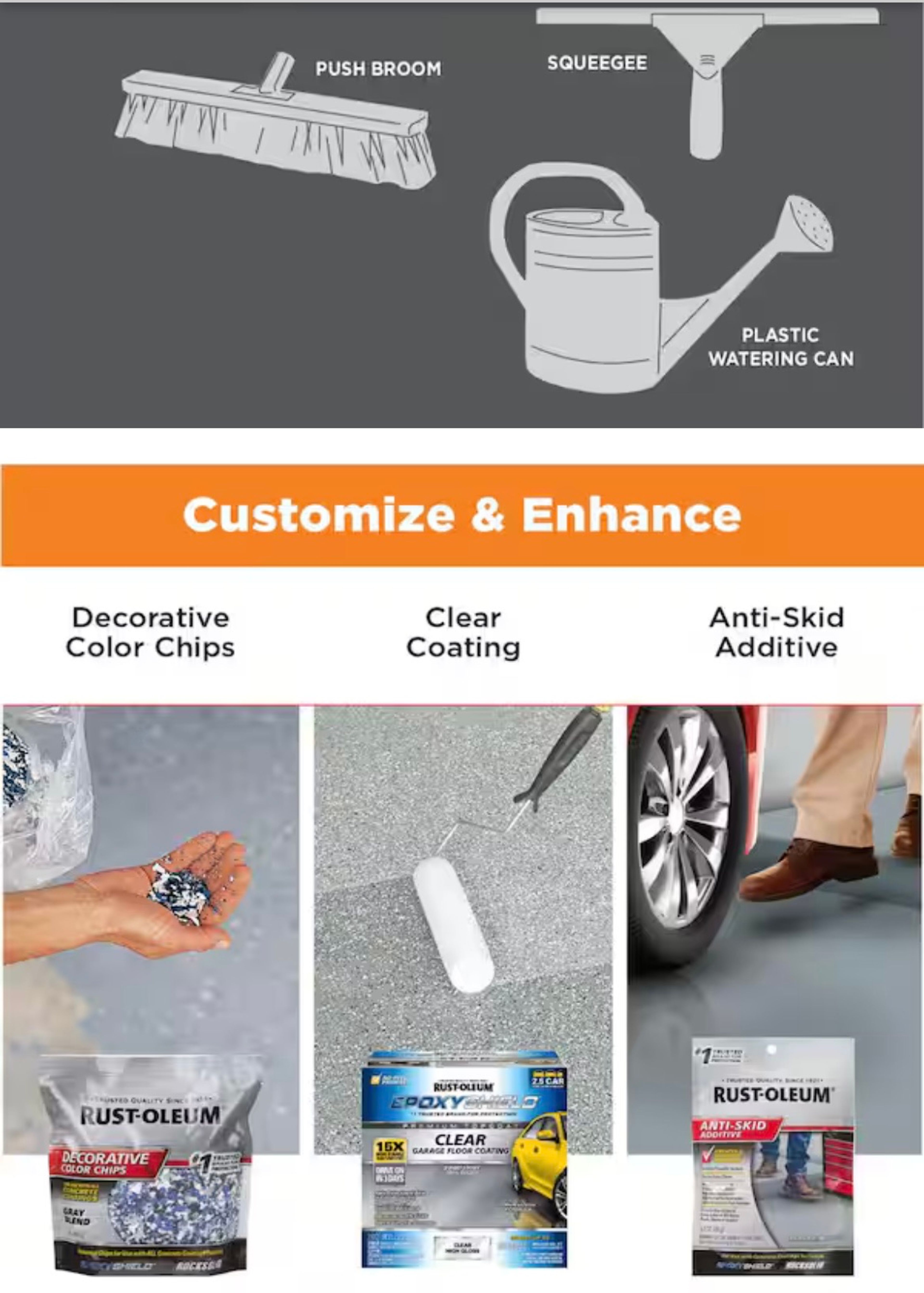 Rust-Oleum EpoxyShield 90 oz. Clear High-Gloss 2-Part Epoxy Interior Low VOC Premium Concrete Garage Floor Paint Top Coat Kit - Image 5