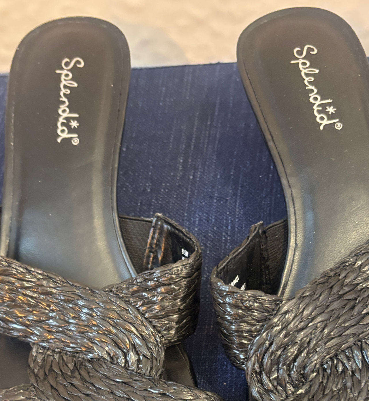 Splendid Woven Raffia Slide Sandals