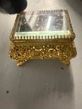 Vintage Ormolu Beveled Glass Jewelry Box - Image 1