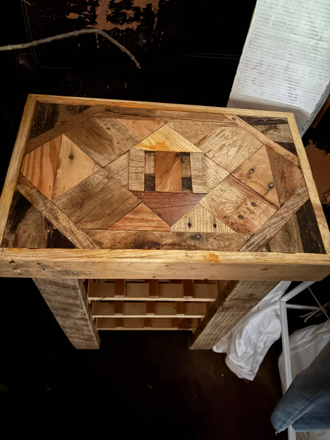 Rustic Wooden Wine Rack Table