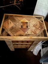 Rustic Wooden Wine Rack Table - Image 1