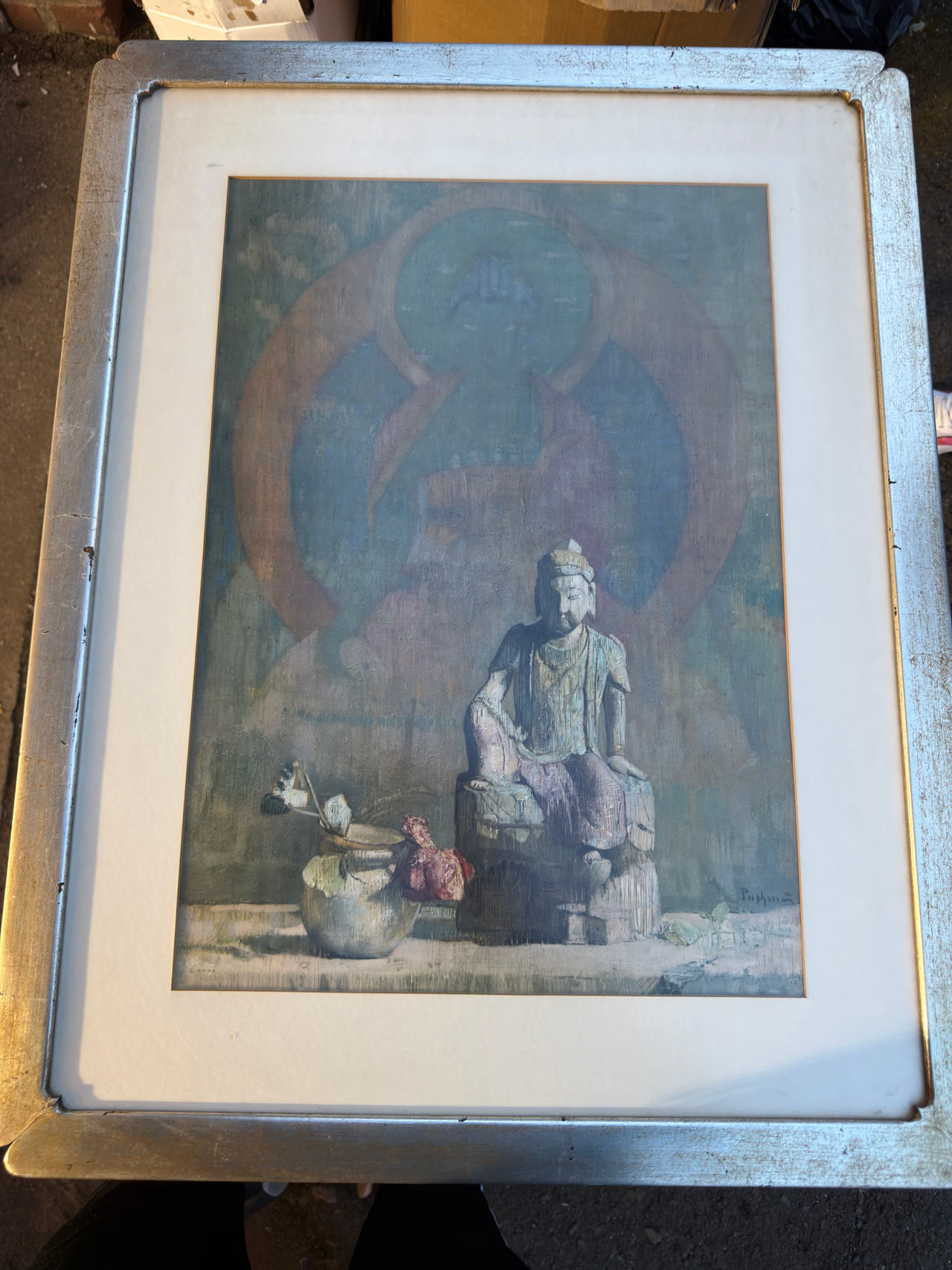 Vintage Asian Buddha Wall Art Framed Print New York Graphic Society Zen 25 x 32’