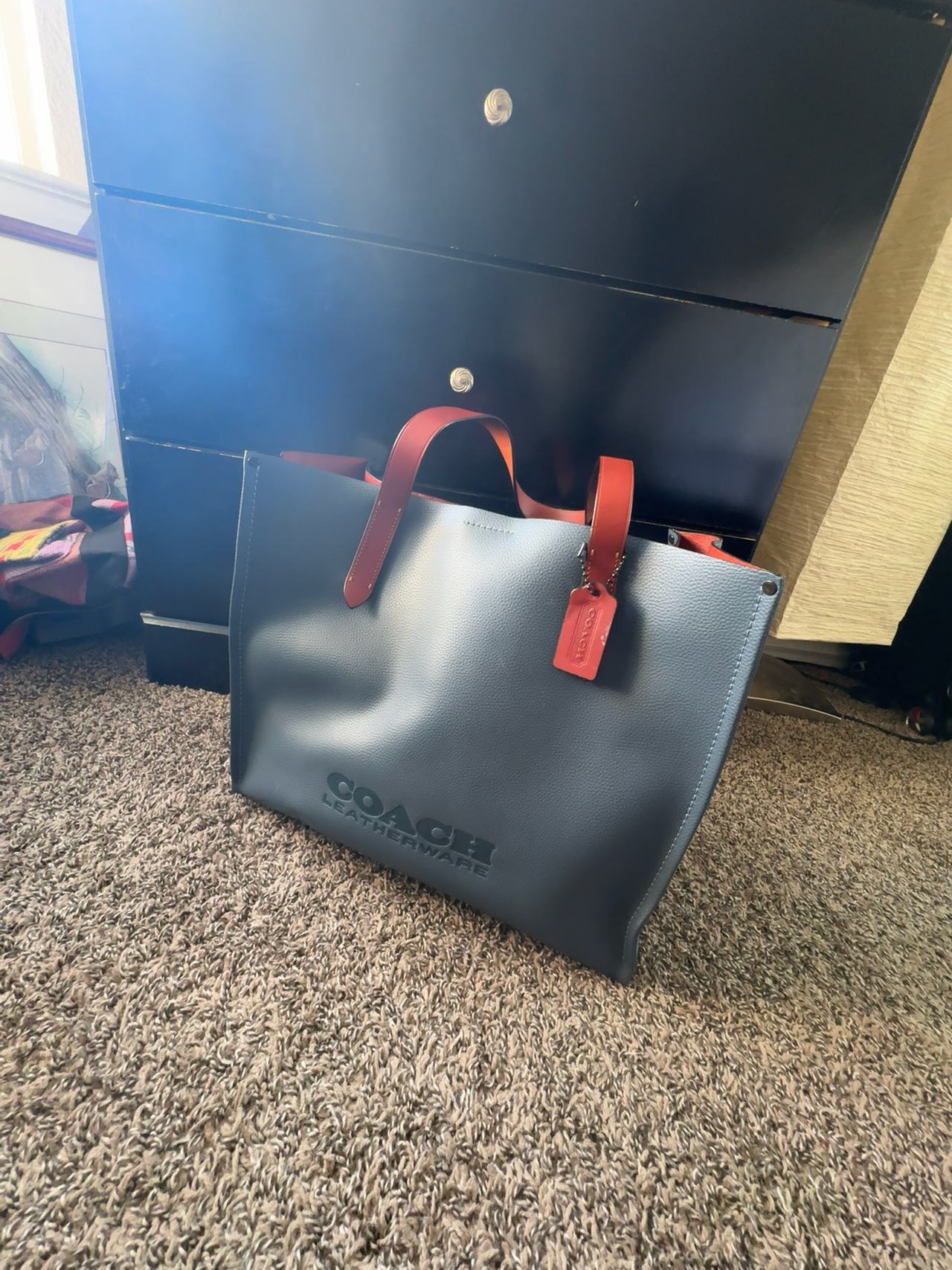 Coach Relay Tote Black Pebble Leather