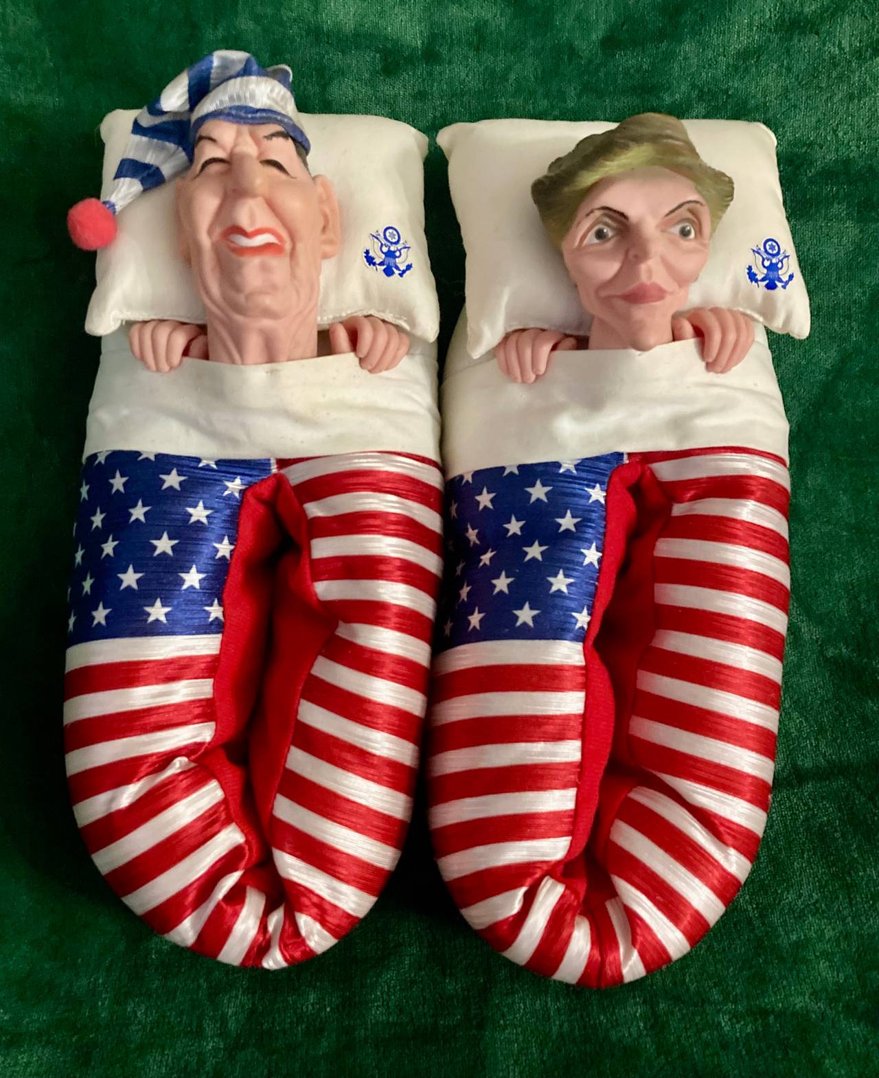Vintage Ronald and Nancy Reagan Bed Slippers