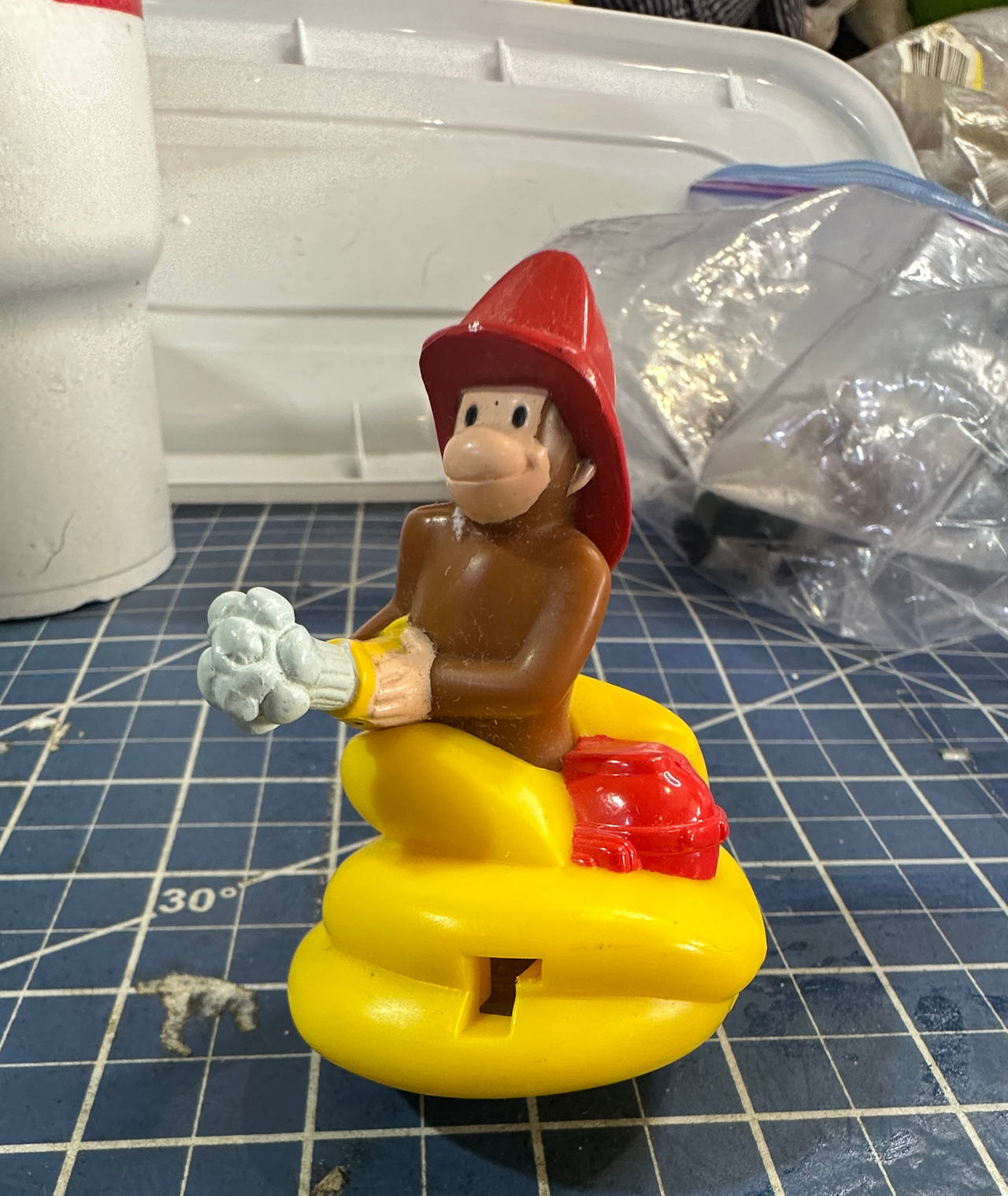 Curious George Fireman spinning top vintage figure 208