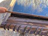 Antique black carved oak low table with lion-leg design. - Image 5