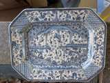 Vintage Blue and White Octagonal Ceramic Platter - Image 2