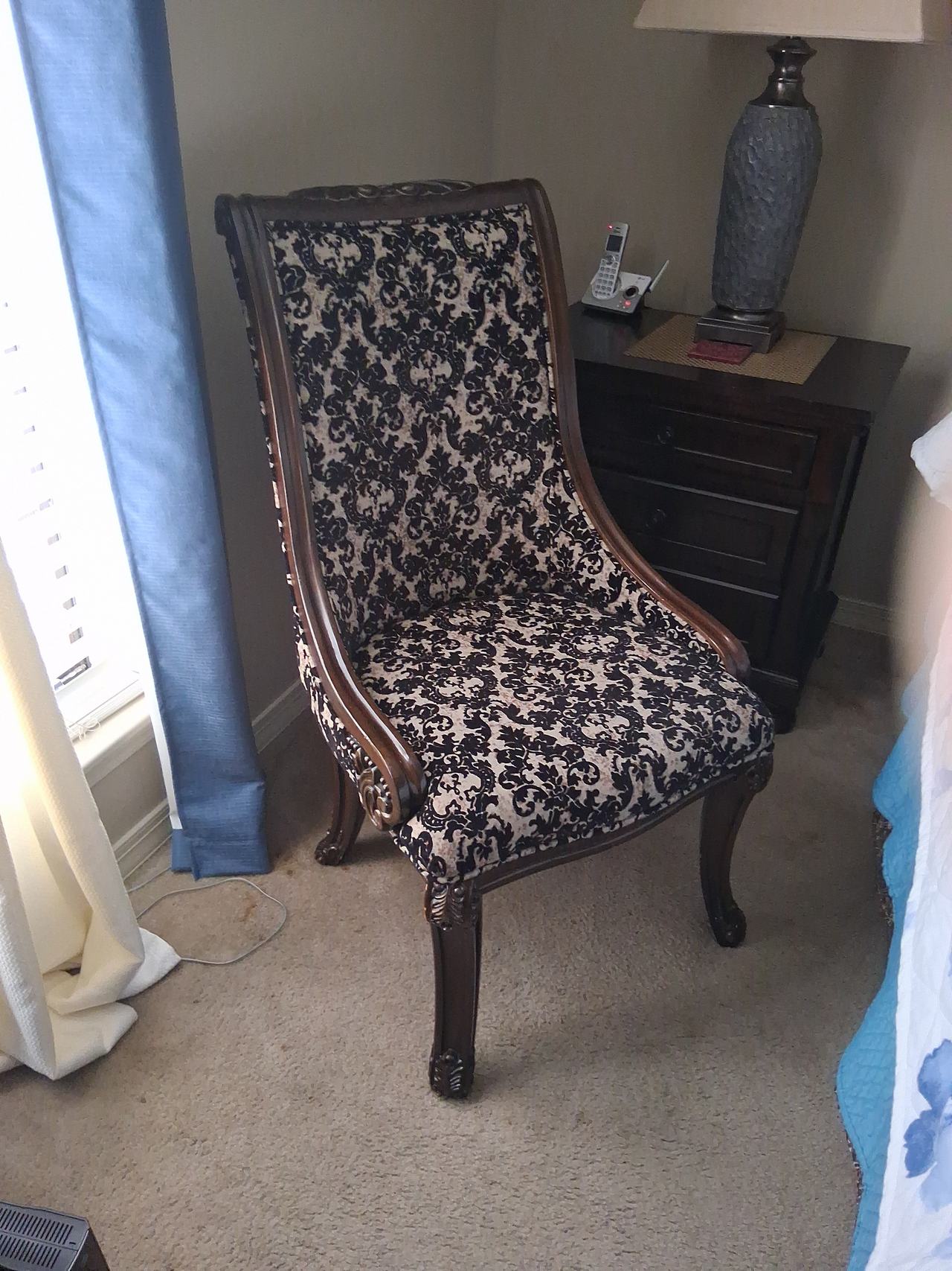 Traditional Damask Upholstered Accent Chair
