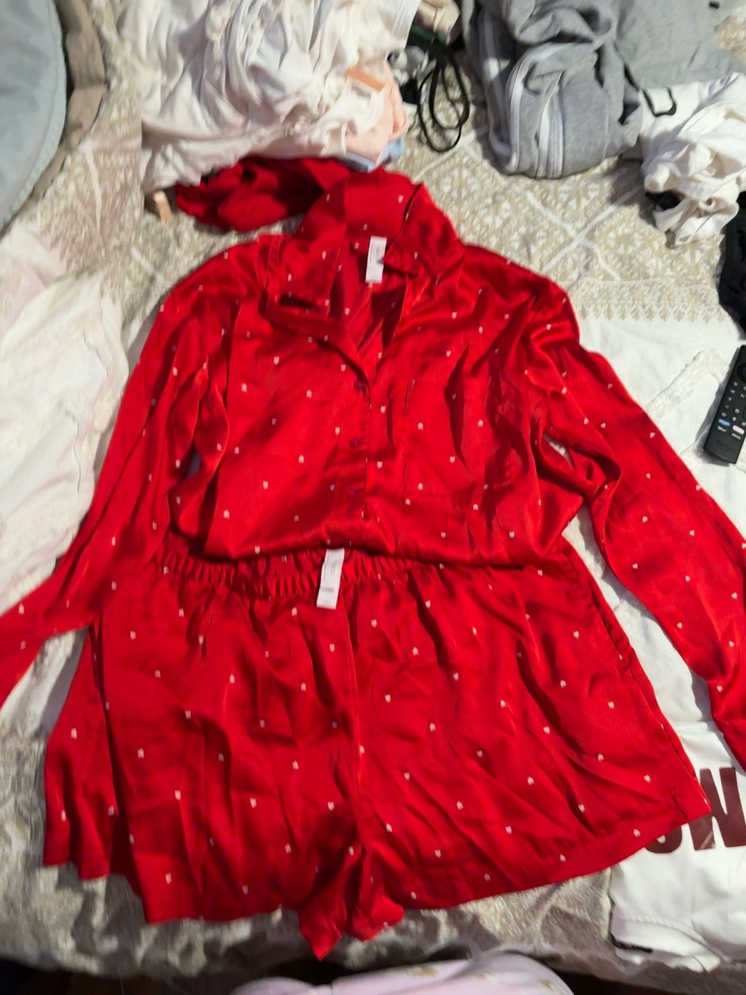 Auden brand new  Satin Long Pajama Set - Red