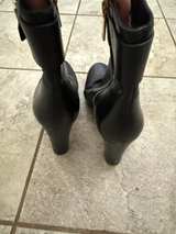 Michael Kors Black Leather Gold Hardware Ankle Boots - Size 7 - Image 3