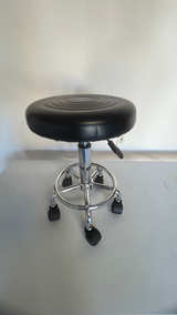 Leather Modern Round Rolling Stool - Image 2