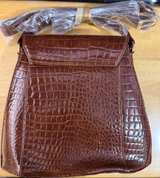 Sasha Croc Embossed Leather Handbag w/ Gold Alligator Clasp – Vintage Style - Image 2