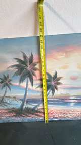 Tropical Sunset Palm Tree Oil Painting - Image 2