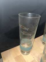 Libbey Vintage Etched Floral Green/Gold Band Highball Glasses - Image 5