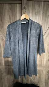 Susan Graver Liquid Knit Metallic Cardigan and Tank Set Size XS Blue Grey - Image 4