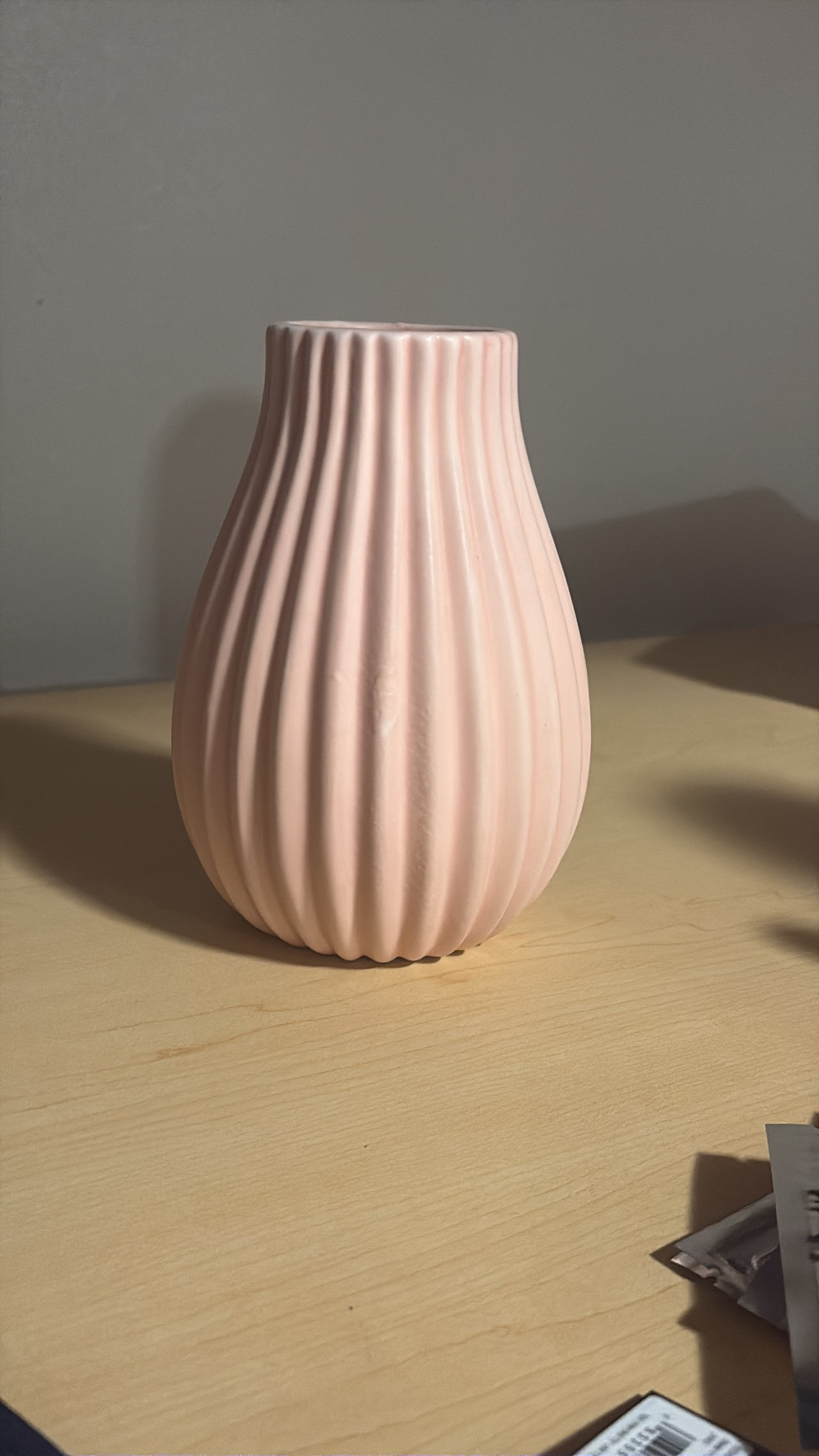 Pink Ribbed Ceramic Vase