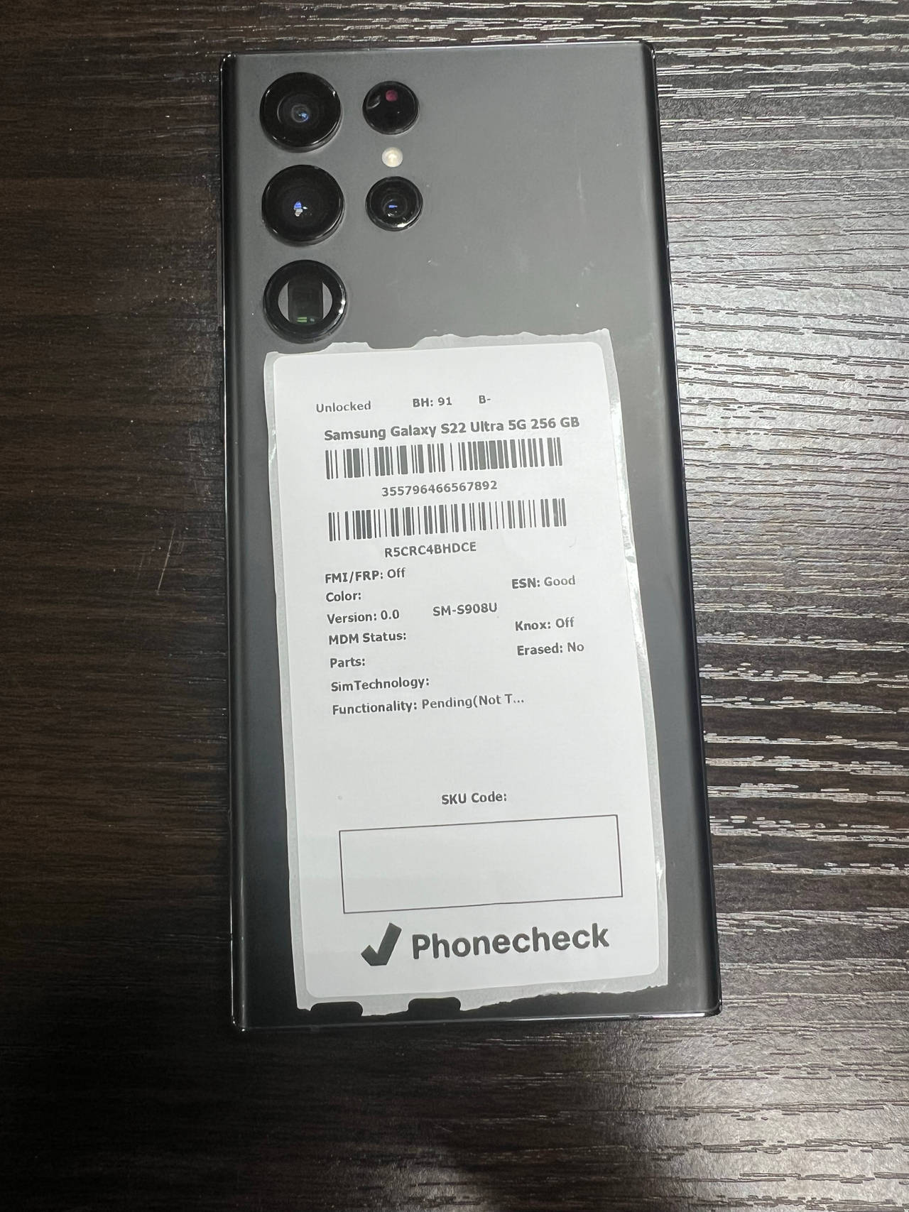 Samsung Galaxy S22 Ultra 5G 256GB Unlocked BH 91 b-