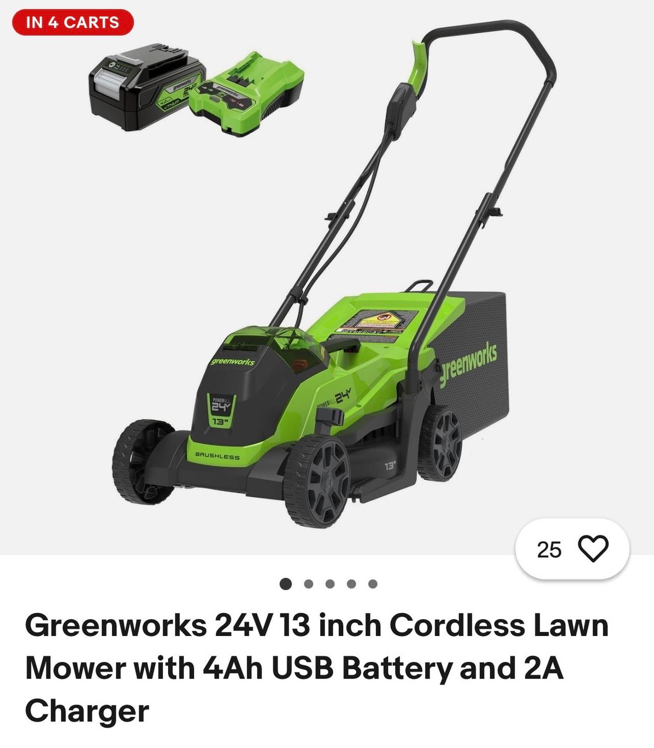 Greenworks 24V 13" Brushless Push Mower