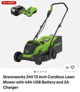 Greenworks 24V 13" Brushless Push Mower - Image 1