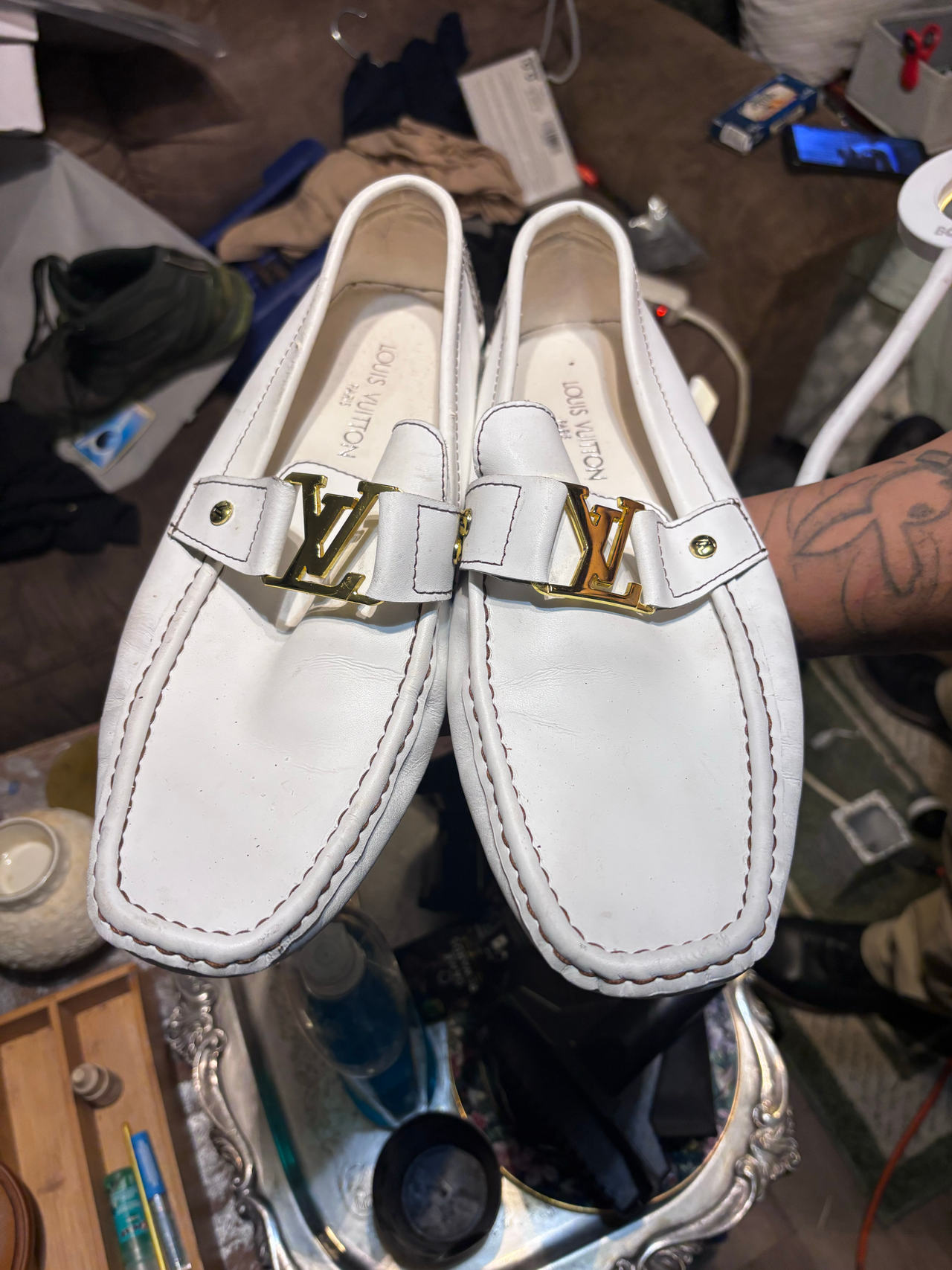 Louis Vuitton Hockenheim Moccasin White Leather