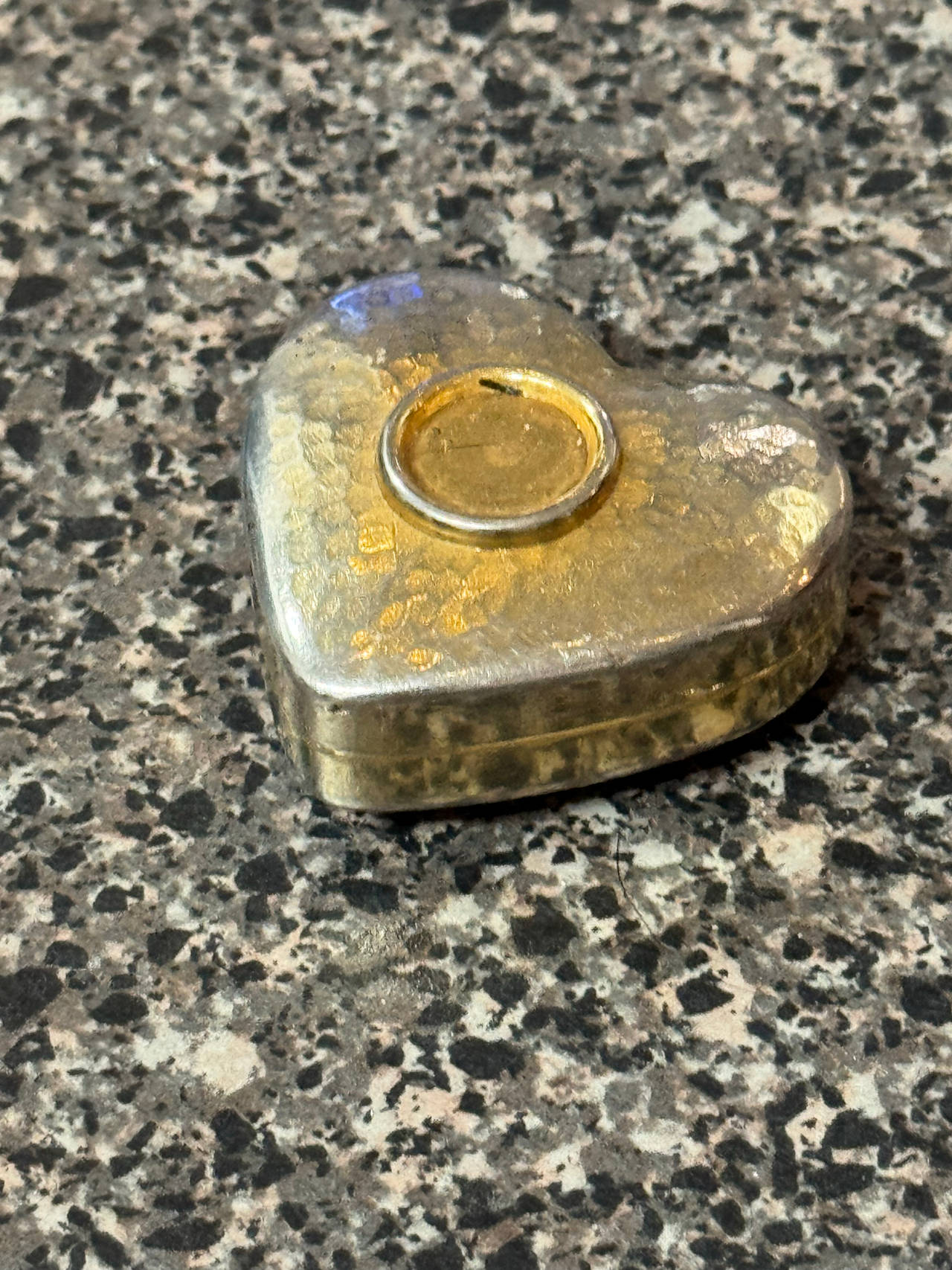 Vintage Silver Tone Heart Trinket Box
