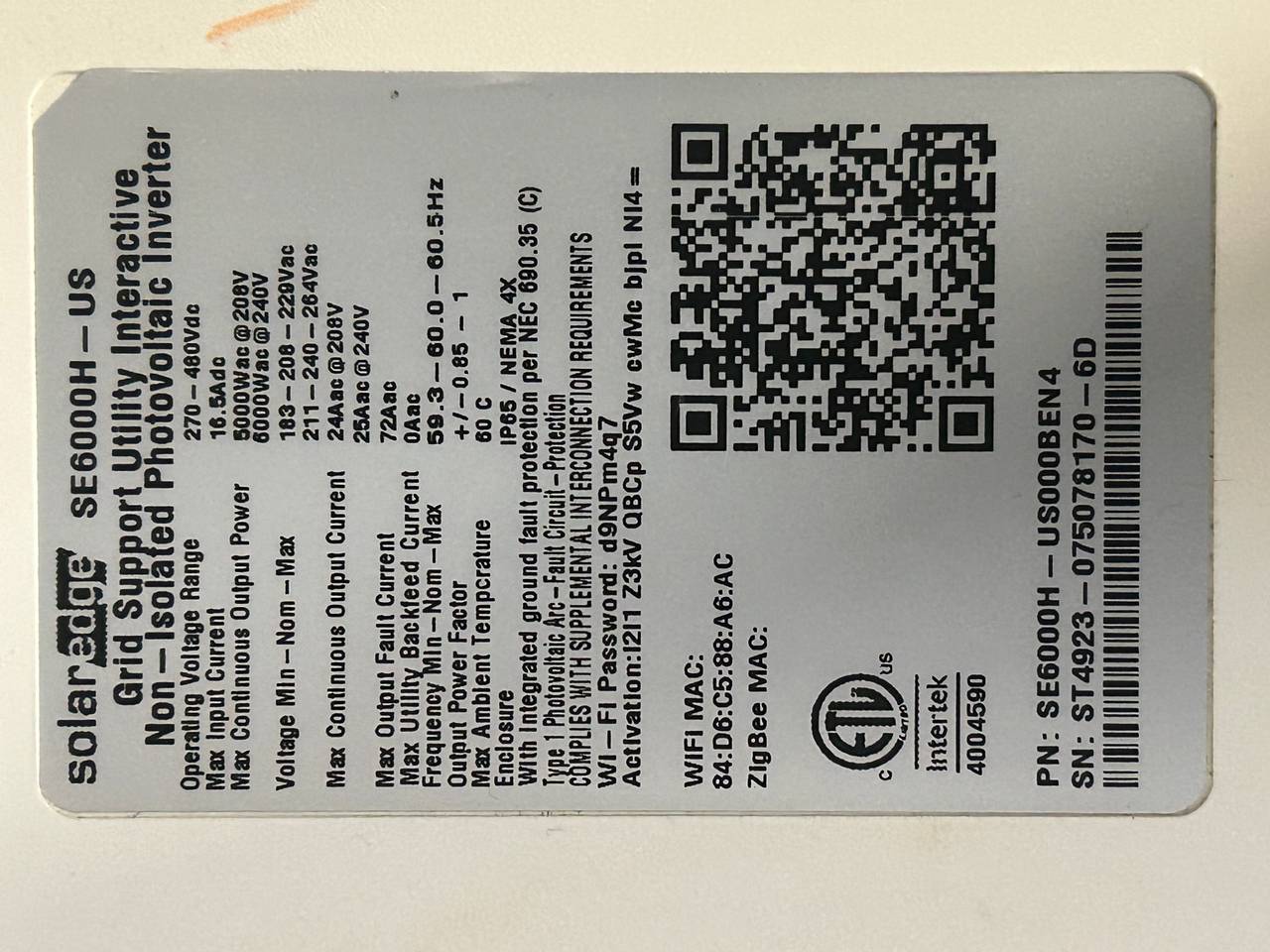 SolarEdge SE6000H-US