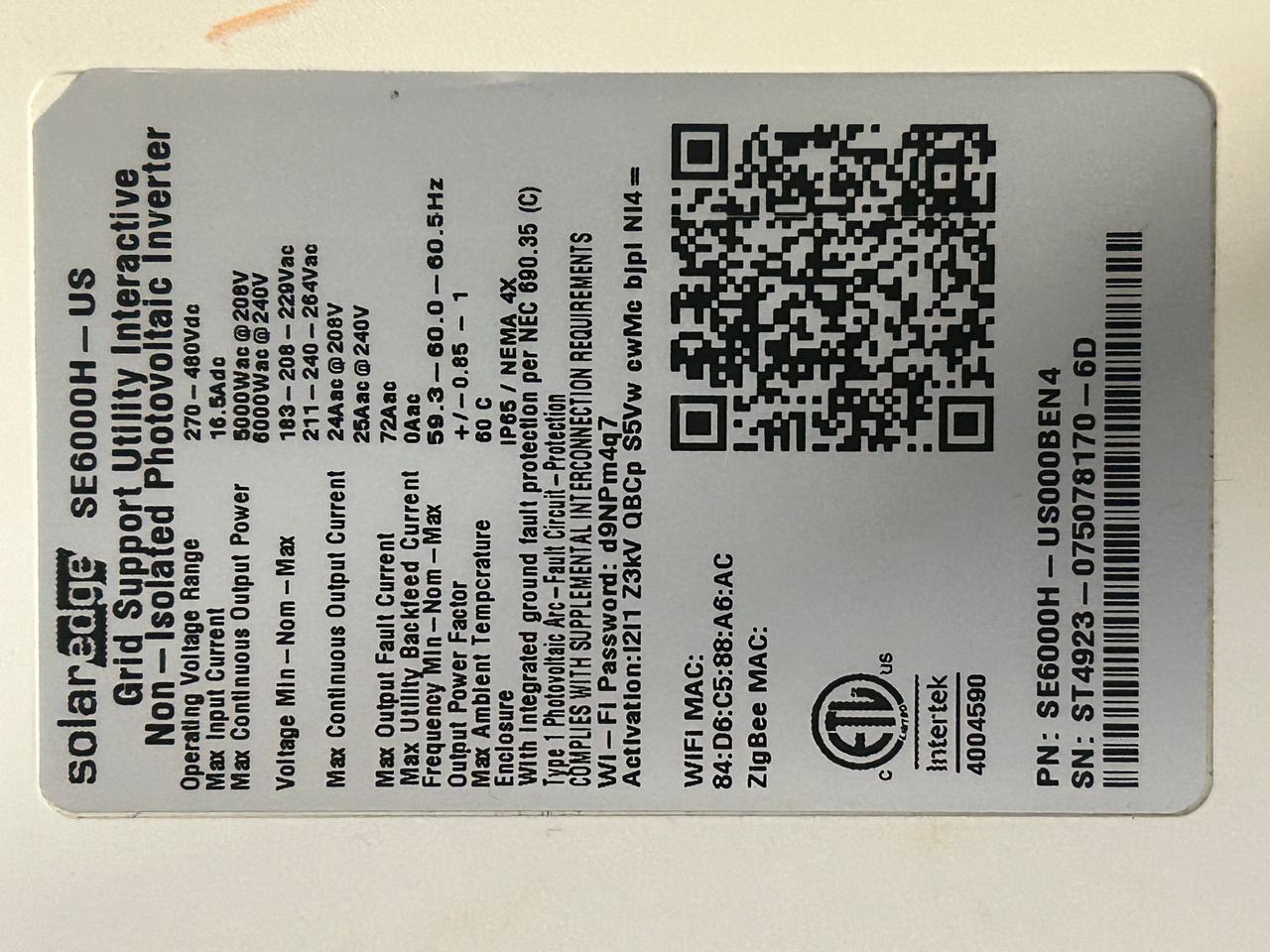 SolarEdge SE6000H-US